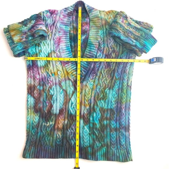 Jeanne Pierre V-Neck Knit Sweater One of a Kind Hand Tie Dyed Large - Picture 4 of 10